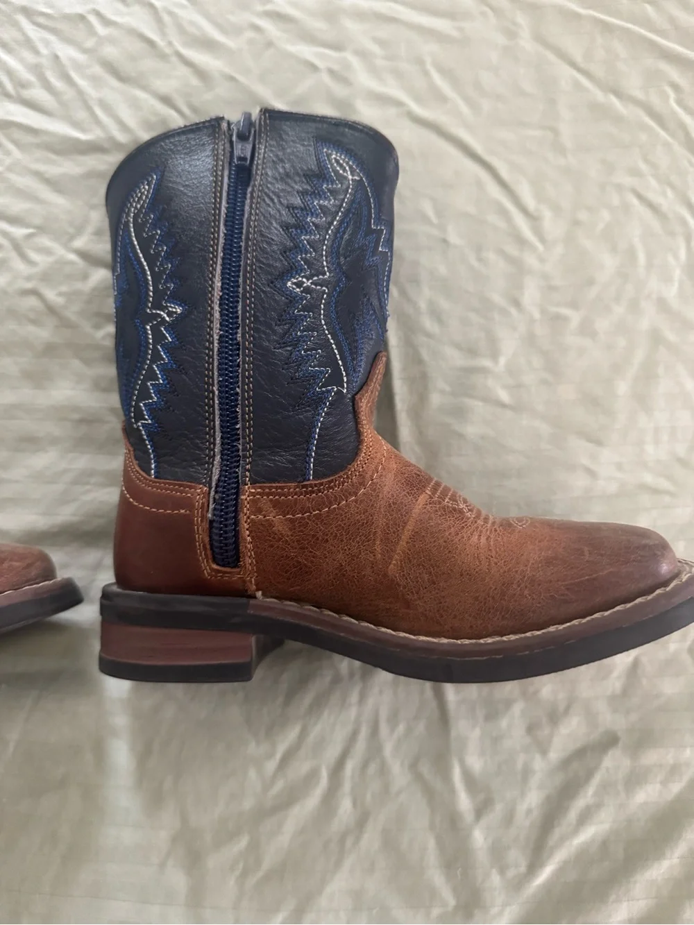 J.B. Dillon Brown and Navy Kids Western Boots